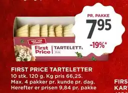 MENY FIRST PRICE TARTELETTER tilbud