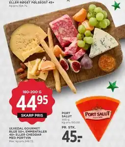 MENY ULVEDAL GOURMET BLUE 50+, EMMENTALER 45+ ELLER CHEDDAR MED PORTVIN tilbud