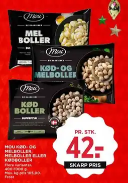 MENY MOU KØD- OG MELBOLLER, MELBOLLER ELLER KØDBOLLER tilbud