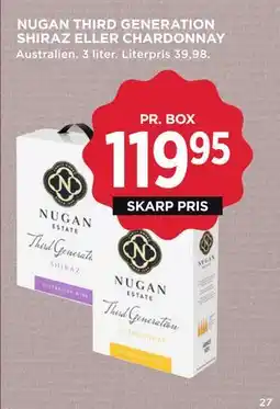 MENY NUGAN THIRD GENERATION SHIRAZ ELLER CHARDONNAY PR. BOX tilbud