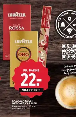 MENY LAVAZZA ELLER NESCAFÉ KAPSLER tilbud