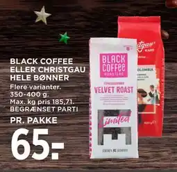 MENY BLACK COFFEE ELLER CHRISTGAU HELE BØNNER tilbud