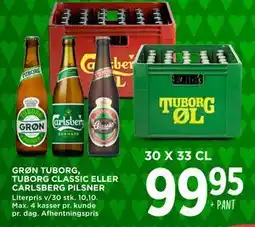 MENY GRØN TUBORG, TUBORG CLASSIC ELLER CARLSBERG PILSNER tilbud