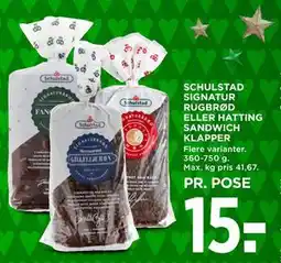 MENY SCHULSTAD SIGNATUR RUGBRØD ELLER HATTING SANDWICH KLAPPER tilbud