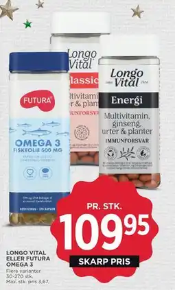 MENY LONGO VITAL ELLER FUTURA OMEGA 3 tilbud