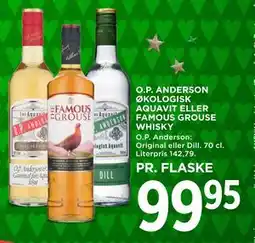 MENY O.P. ANDERSON ØKOLOGISK AQUAVIT ELLER FAMOUS GROUSE WHISKY tilbud