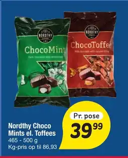 Fakta Tyskland Nordthy Choco Mints el. Toffees tilbud