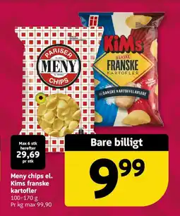 Løvbjerg Meny chips el. Kims franske kartofler tilbud