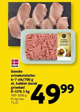 Løvbjerg Danske svinekoteletter 6-7 stk/ el. hakket dansk grisekød 8-12% tilbud