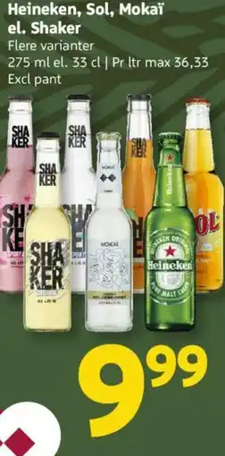 Løvbjerg Heineken, Sol, Mokaï el. Shaker tilbud