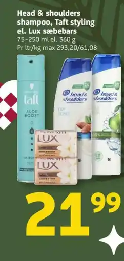 Løvbjerg Head & shoulders shampoo, Taft styling el. Lux sæbebars tilbud