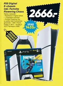 Bilka PS5 Digital E-chassis inkl. Fortnite Flowering Chaos tilbud