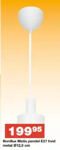 Bauhaus Nordlux Matis pendel E27 hvid metal tilbud