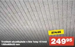 Bauhaus Troldtekt akustikplade v-line 1way 10 hvid 1200x600x25 mm tilbud