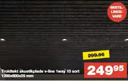 Bauhaus Troldtekt akustikplade v-line 1way 10 sort 1200x600x25 mm tilbud