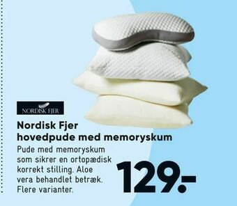 Bilka Nordisk Fjer hovedpude med memoryskum tilbud