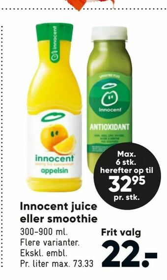 Bilka Innocent juice eller smoothie tilbud