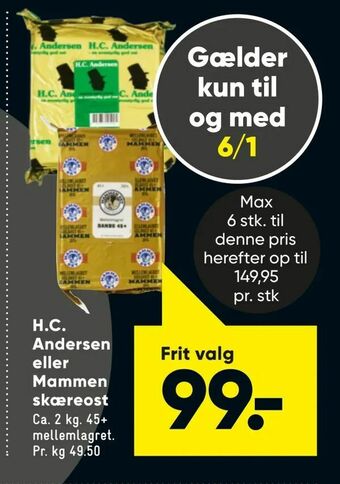 Bilka H.C. Andersen eller Mammen skæreost tilbud