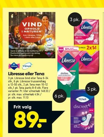 Bilka Libresse eller Tena tilbud