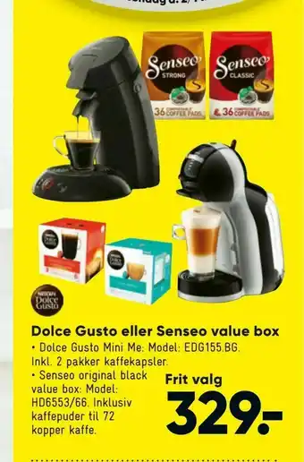 Bilka Dolce Gusto eller Senseo value box tilbud