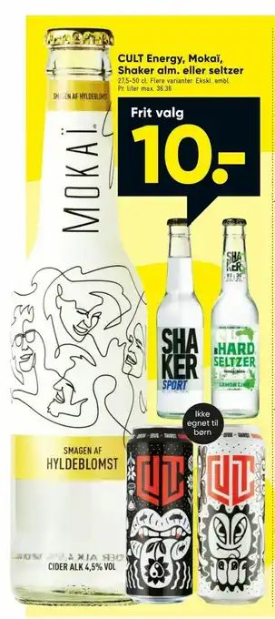 CULT Energy, Mokaï, Shaker alm. eller seltzer