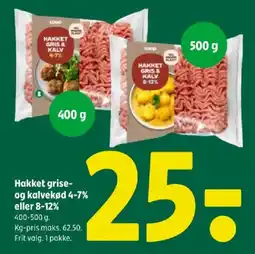 Coop 365 Hakket grise- og kalvekød 4-7% eller 8-12% tilbud