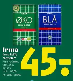 Coop 365 Irma Kaffe formalet tilbud