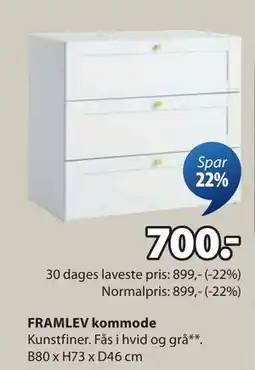 JYSK FRAMLEV kommode tilbud