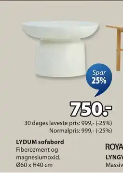 JYSK LYDUM sofabord tilbud