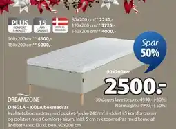 JYSK DINGLA + KOLA boxmadras tilbud