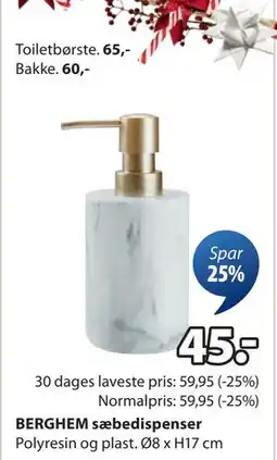 JYSK BERGHEM sæbedispenser tilbud