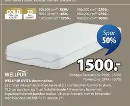 JYSK WELLPUR KVITA skummadras tilbud