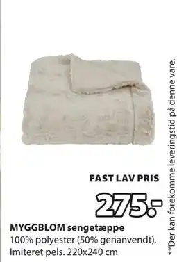 JYSK MYGGBLOM sengetæppe tilbud