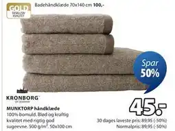 JYSK MUNKTORP håndklæde tilbud