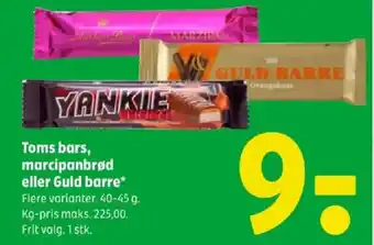 Coop 365 Toms bars, marcipanbrød eller Guld barre tilbud