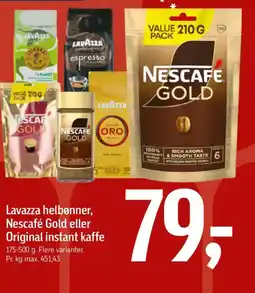 Føtex Lavazza helbønner, Nescafé Gold eller Original instant kaffe tilbud