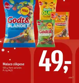 Føtex Malaco slikpose tilbud
