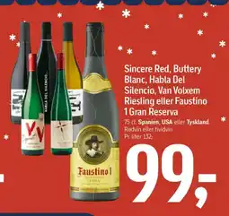 Føtex Sincere Red, Buttery Blanc, Habla Del Silencio, Van Volxem Riesling eller Faustino 1 Gran Reserva tilbud