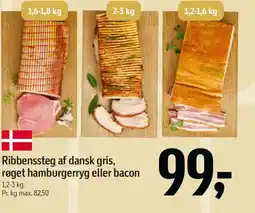 Føtex Ribbenssteg af dansk gris, røget hamburgerryg eller bacon tilbud