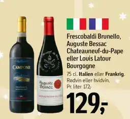 Føtex Frescobaldi brunello, auguste bessac chateauneuf-du-pape eller louis latour Bourgogne tilbud