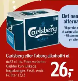 Føtex Carlsberg eller Tuborg alkoholfri øl tilbud
