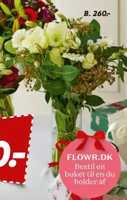 Bilka Håndbundet buket med 5 bundter blomster og grønt tilbud