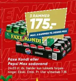 Bilka Faxe Kondi eller Pepsi Max sodavand tilbud