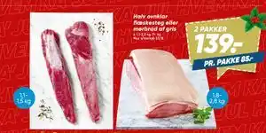 Halv ovnklar flæskesteg eller mørbrad af gris