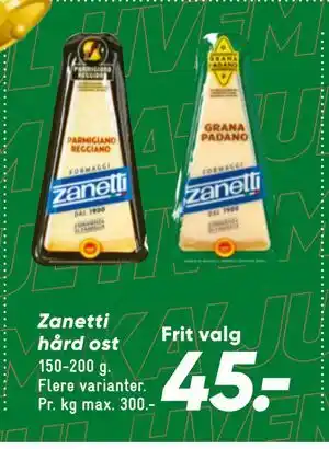 Bilka Zanetti hård ost tilbud