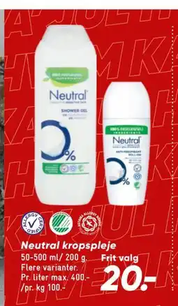 Bilka Neutral kropspleje tilbud