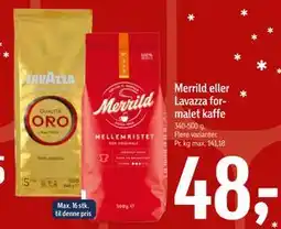 Føtex Merrild eller Lavazza formalet kaffe tilbud