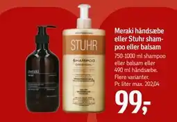 Føtex Meraki håndsæbe eller Stuhr shampoo eller balsam tilbud