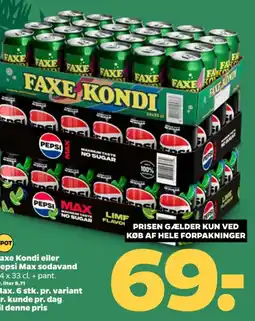 Netto Faxe Kondi eller Pepsi Max sodavand tilbud