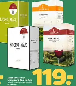 Netto Mucho Mas eller Lindemans Bag-in-Box tilbud